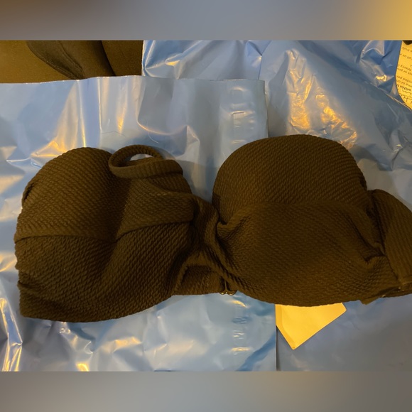 MSRP $68 Dkny Textured Bralette Bikini Top Black Size Medium (J) - Picture 1 of 1